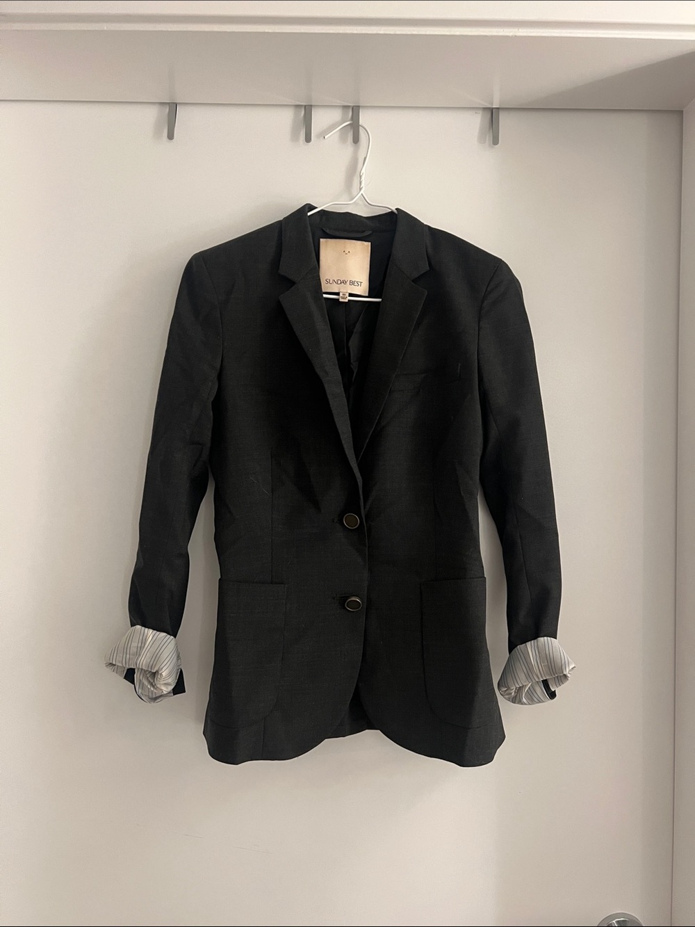 Sunday Best Charcoal Grey Women's Two-Button Blazer